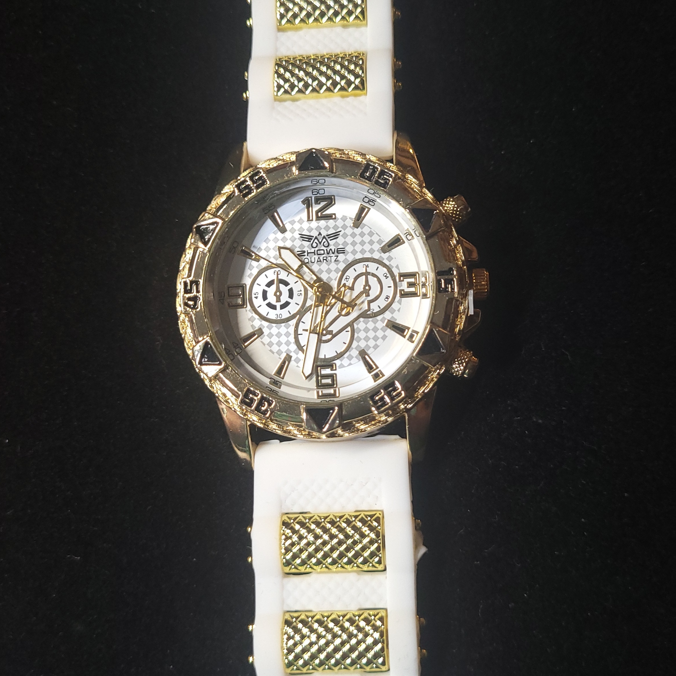 Gold And White Chronograph Watch